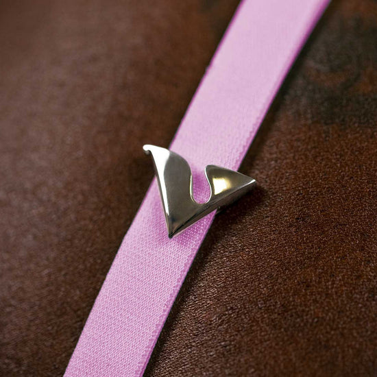 14K White Gold V Buckle Accessory adorned on the Taffy Virtue Strap