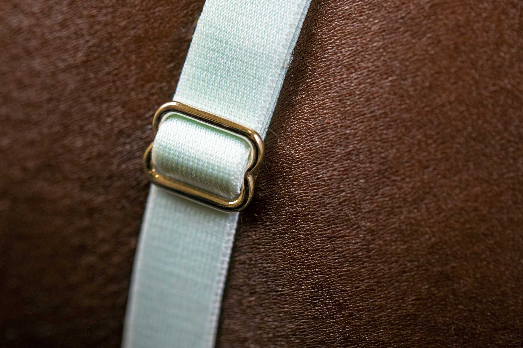 14K Yellow Gold Slider on the Mint Virtue Strap