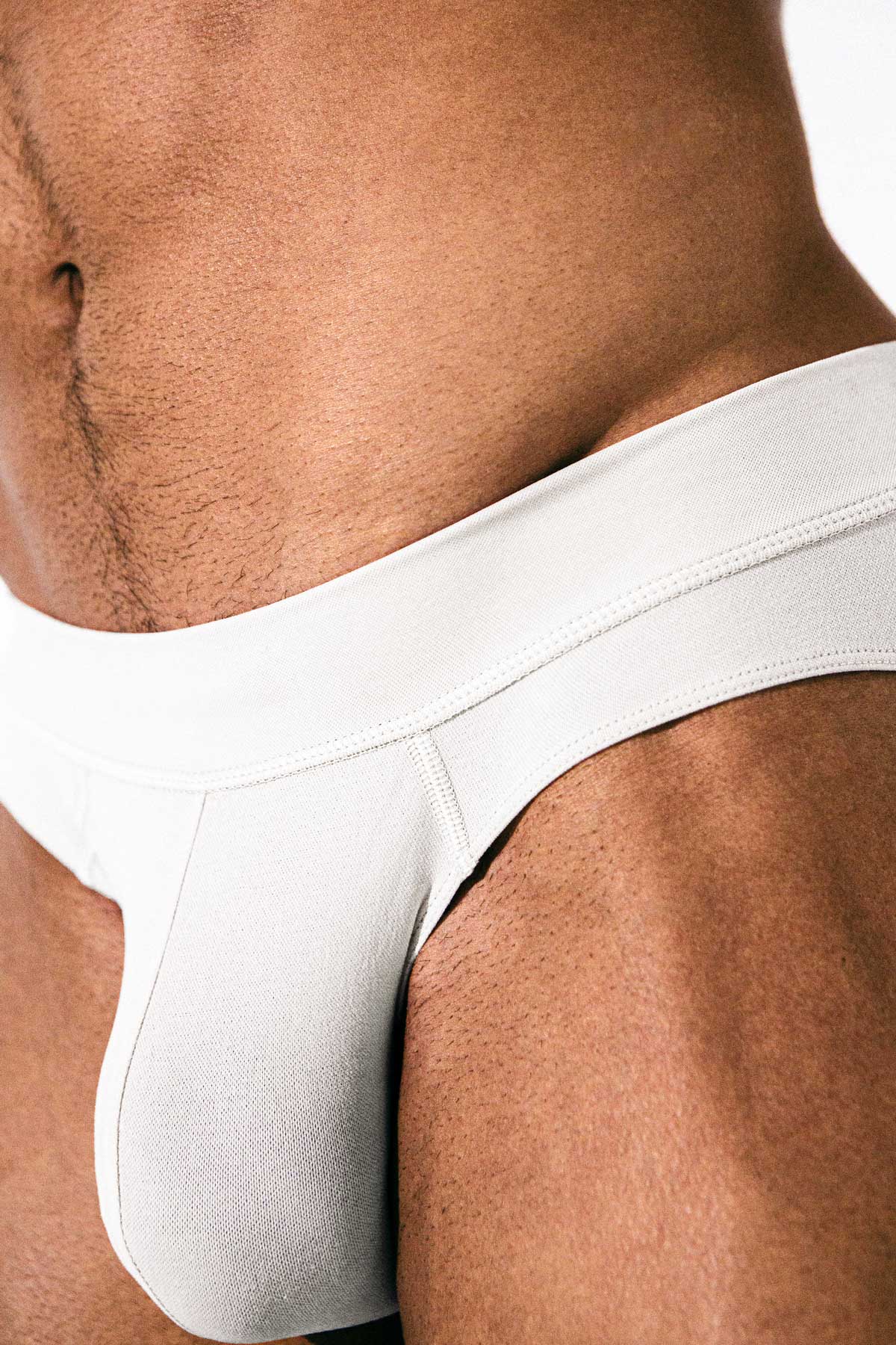 Strap Brief - Pouch, White Sheer Knit