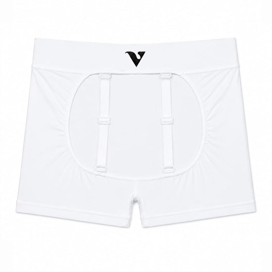 Women’s white smooth-knit Sculpt Jockstrap 3" trunk, back product view — Color: White