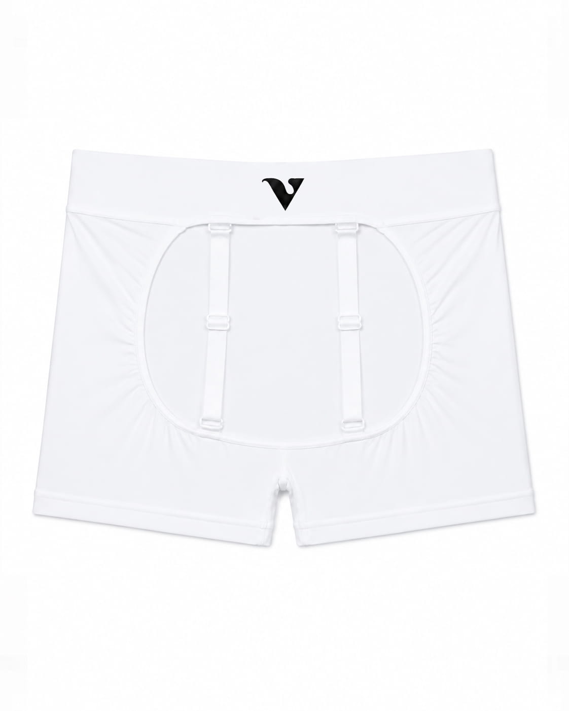 Women’s white smooth-knit Sculpt Jockstrap 3" trunk, back product view — Color: White