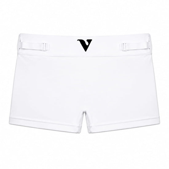 Women's white smooth compact-fit Sculpt Jockstrap 3" Trunk, back product view — Color: White
