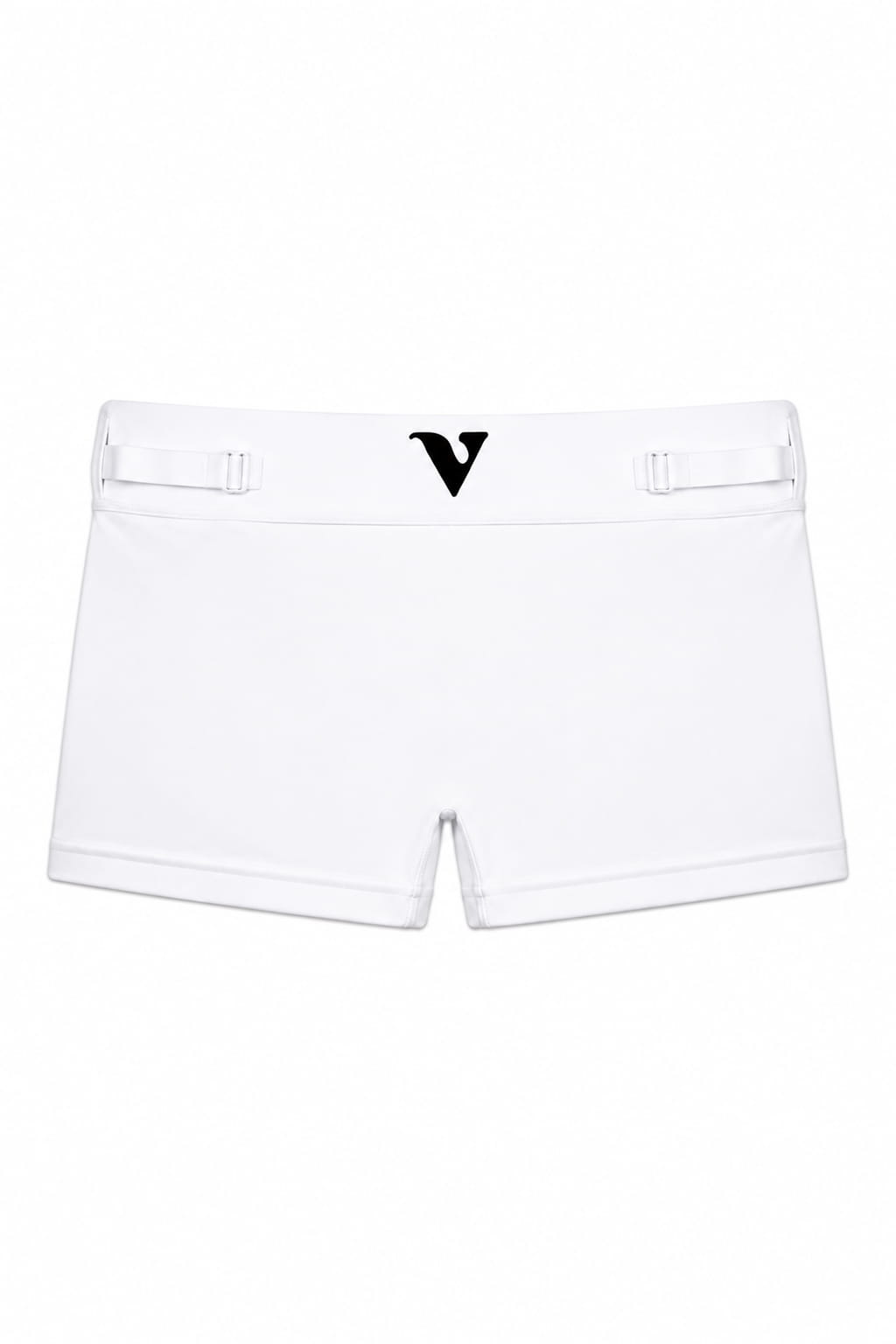 Women's white smooth compact-fit Sculpt Jockstrap 3" Trunk, back product view — Color: White