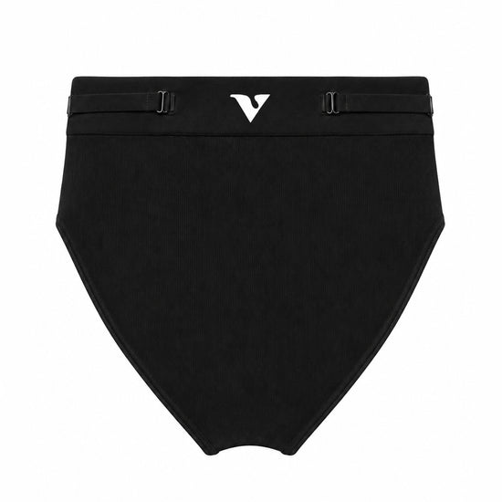 Women’s black rib-knit underwear, Core Rib Brief, back product view — Color: Black