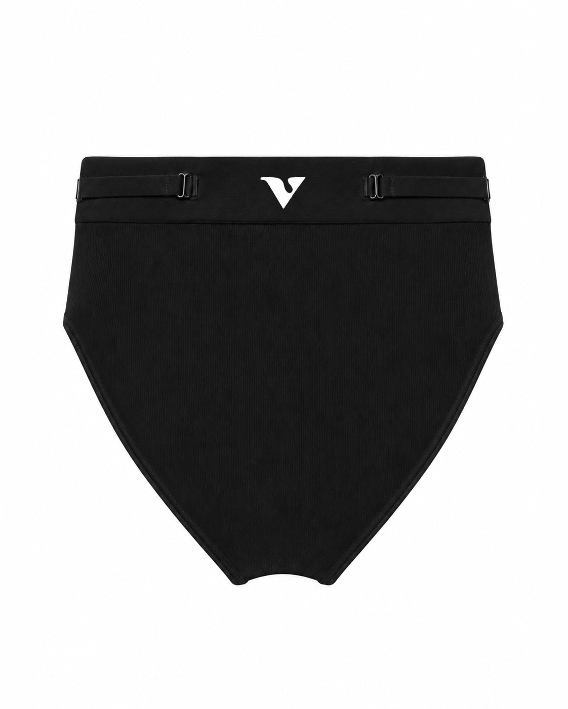 Women’s black rib-knit underwear, Core Rib Brief, back product view — Color: Black