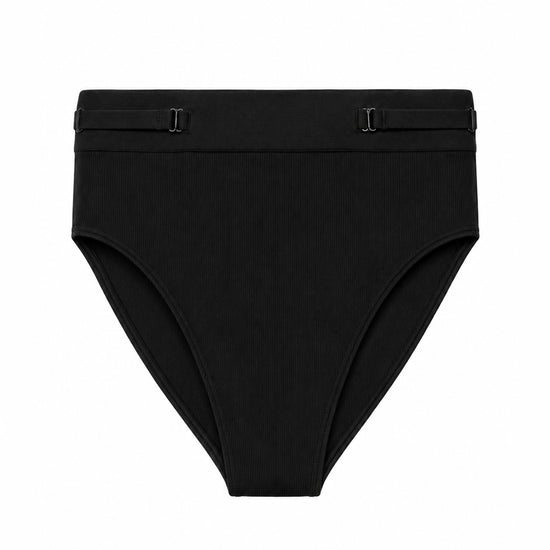 Women’s black rib-knit underwear, Core Rib Brief, front product view — Color: Black