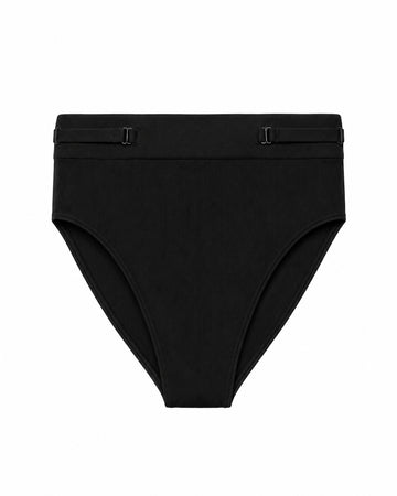 Women’s black rib-knit underwear, Core Rib Brief, front product view — Color: Black