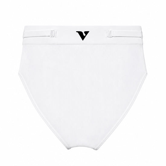 Women’s white rib-knit underwear, Core Rib Brief, back product view — Color: white