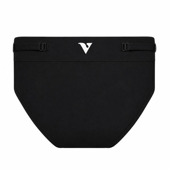 Men's black smooth pouch-fit Core Brief, back product view — Color: Black