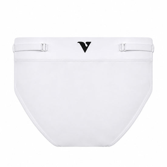 Men's white smooth pouch-fit Core Brief, back product view — Color: White