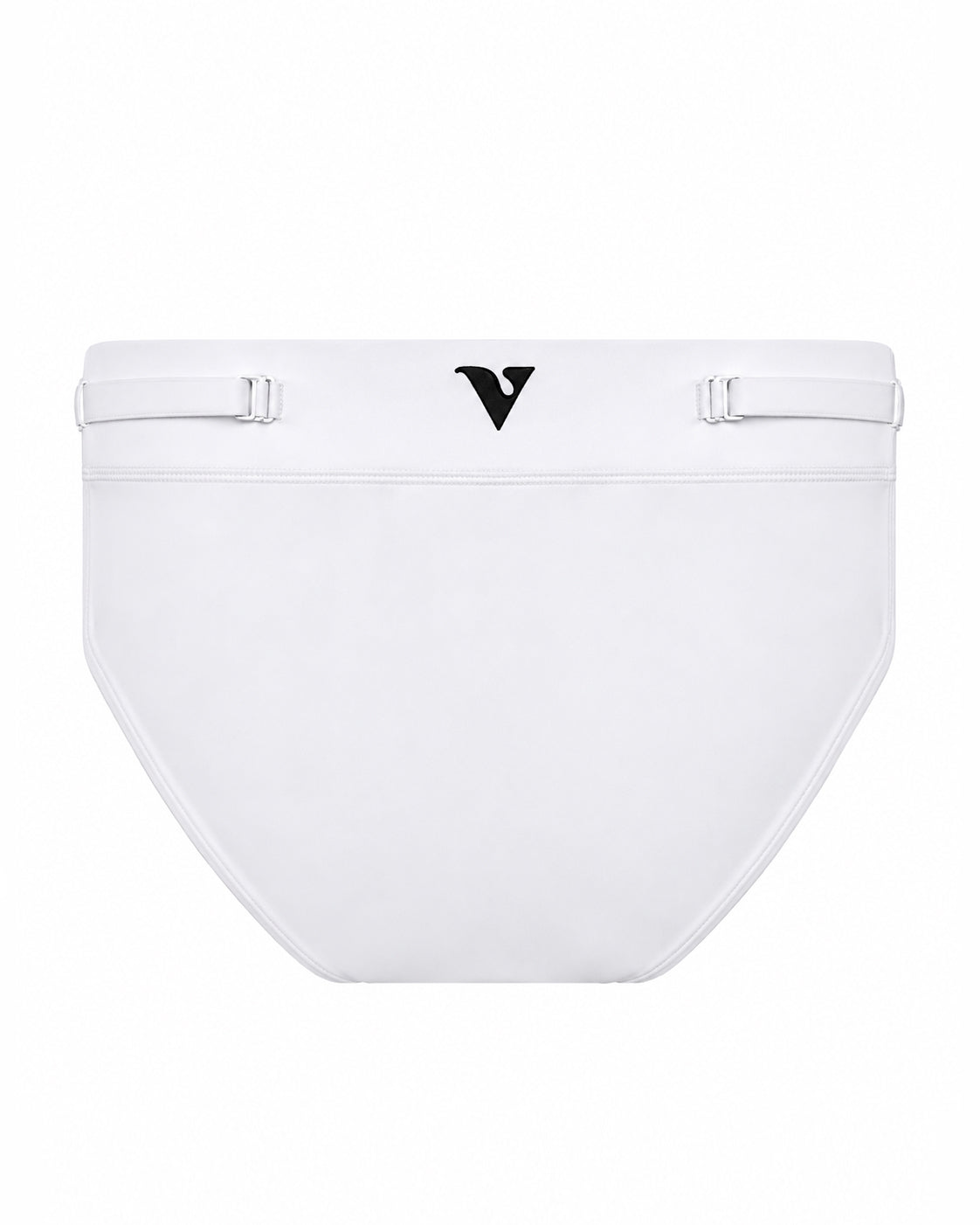 Men's white smooth pouch-fit Core Brief, back product view — Color: White
