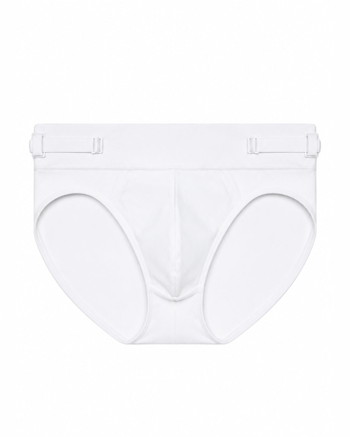 Men's white smooth pouch-fit Core Brief, front product view — Color: White