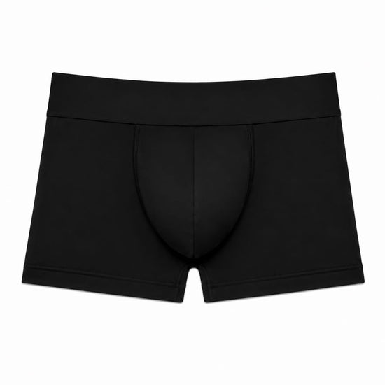 Men’s black smooth pouch-fit Sculpt Jockstrap 3" Trunk, front product view — Color: Black