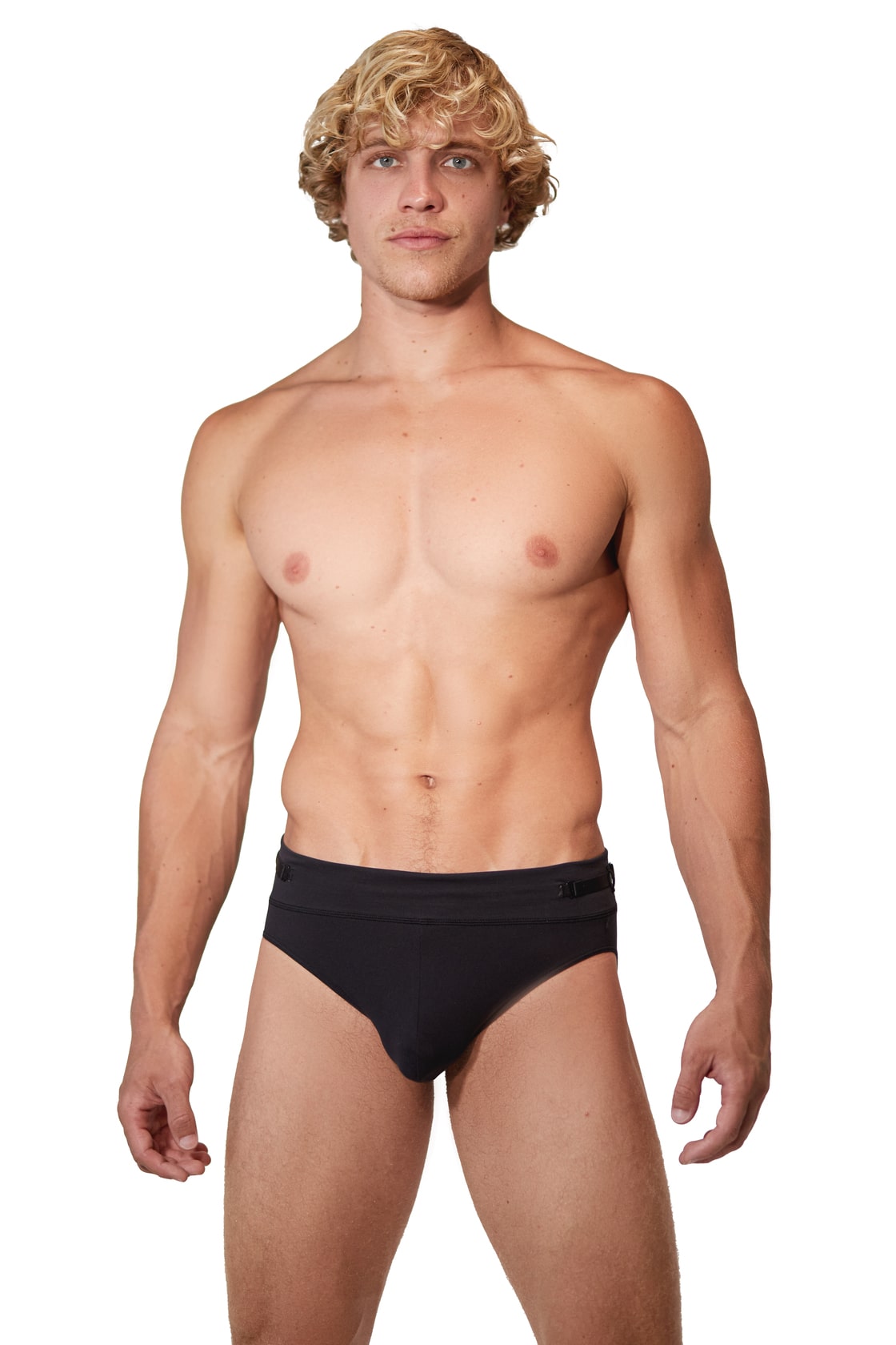 Man modeling the black Core Brief, front view — Color: Black