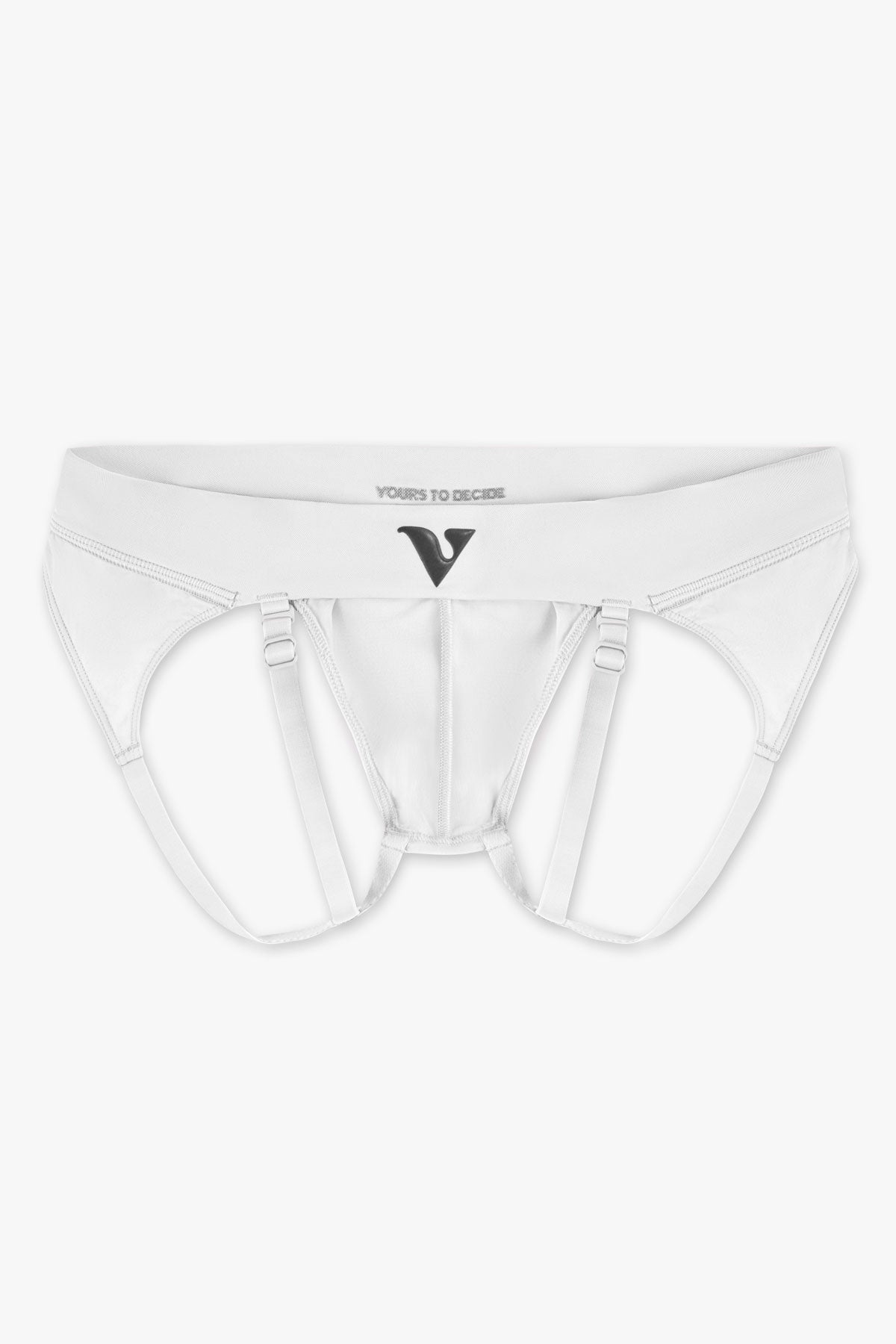 Strap Brief - Pouch, White Sheer Knit