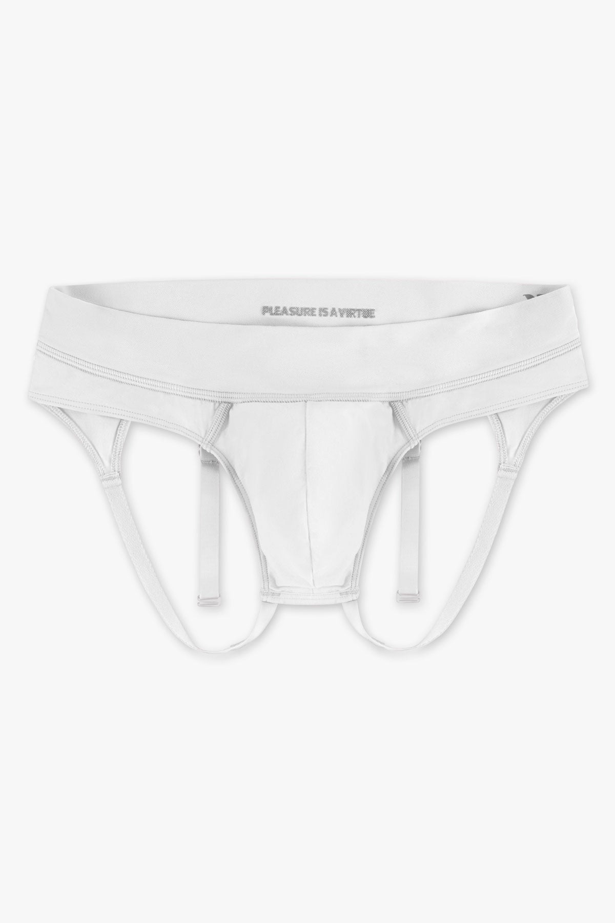 Strap Brief - Pouch, White Sheer Knit