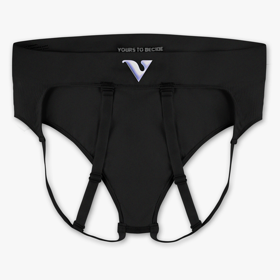 Women’s black Sculpt Jockstrap Rib Brief, back product view — Fabric: Rib — Color: Black