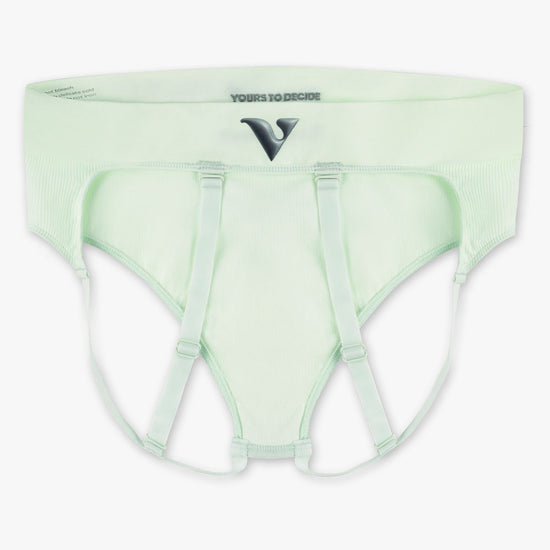 Virtue Genderless Strap Brief Jockstrap Compact Fit Rib Knit Mint Color Back View