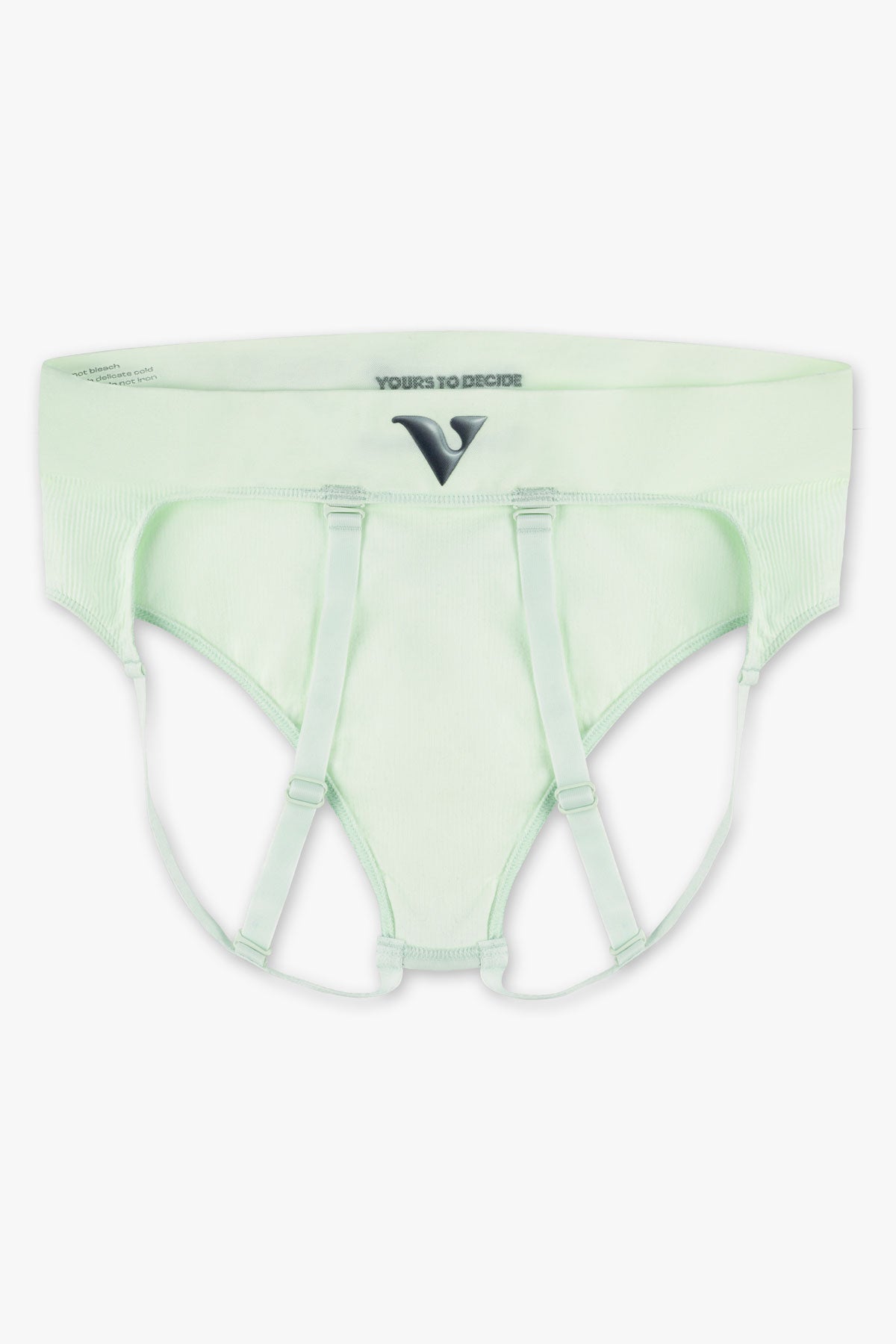Virtue Genderless Strap Brief Jockstrap Compact Fit Rib Knit Mint Color Back View