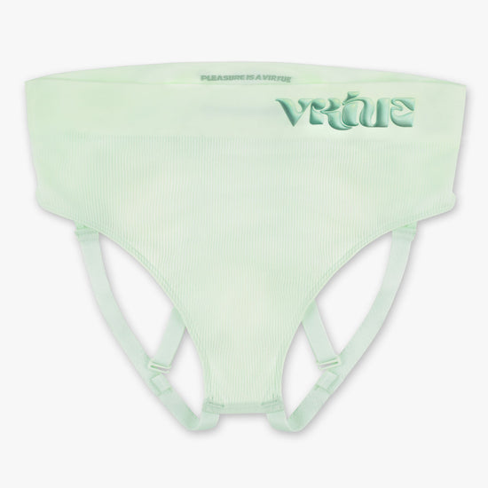 Virtue Genderless Strap Brief Jockstrap Compact Fit Rib Knit Mint Color Front View