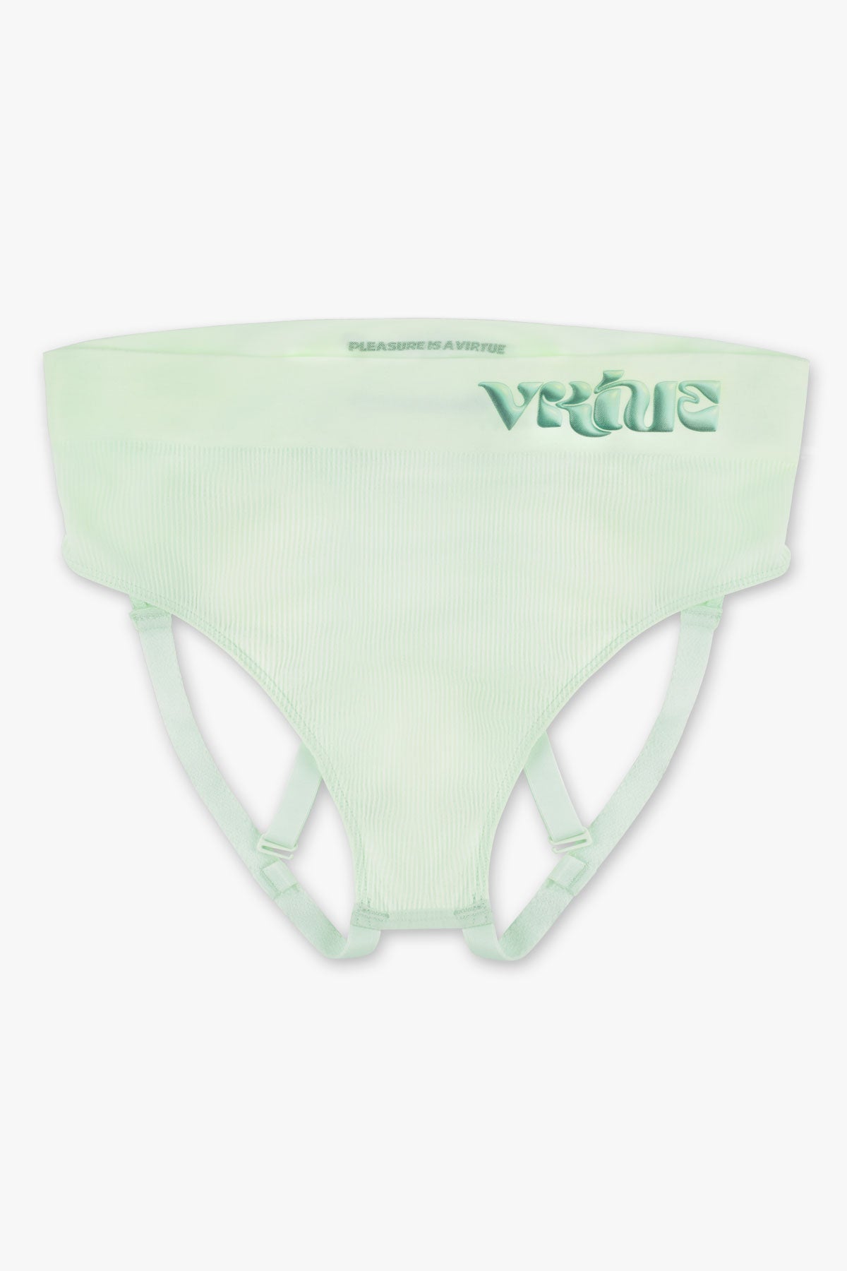 Virtue Genderless Strap Brief Jockstrap Compact Fit Rib Knit Mint Color Front View
