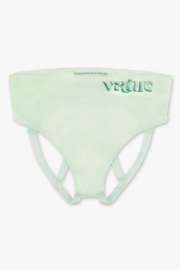 Virtue Genderless Strap Brief Jockstrap Compact Fit Rib Knit Mint Color Front View