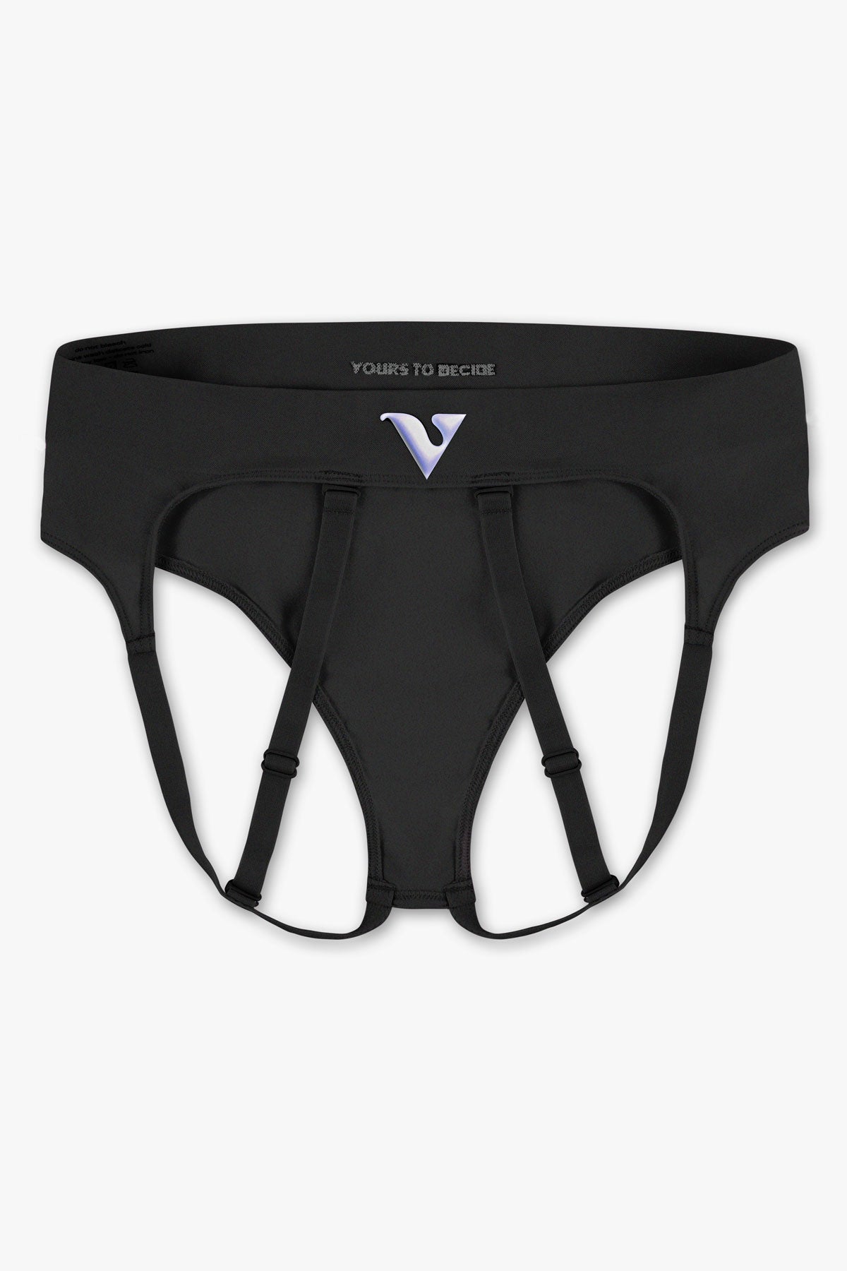 Virtue Genderless Strap Brief Jockstrap Compact Fit Sheer Knit Black Color Back View