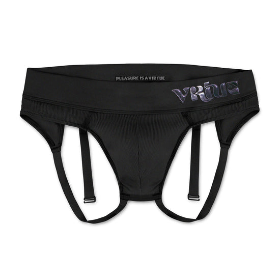 Black Sculpt Jockstrap Rib Brief, front product view — Fabric: Rib — Color: Black