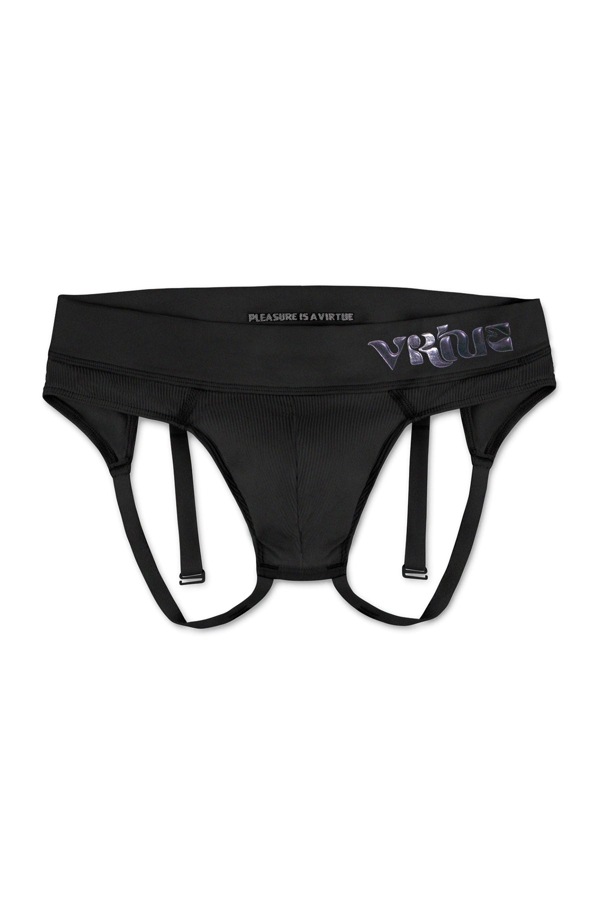 Black Sculpt Jockstrap Rib Brief, front product view — Fabric: Rib — Color: Black