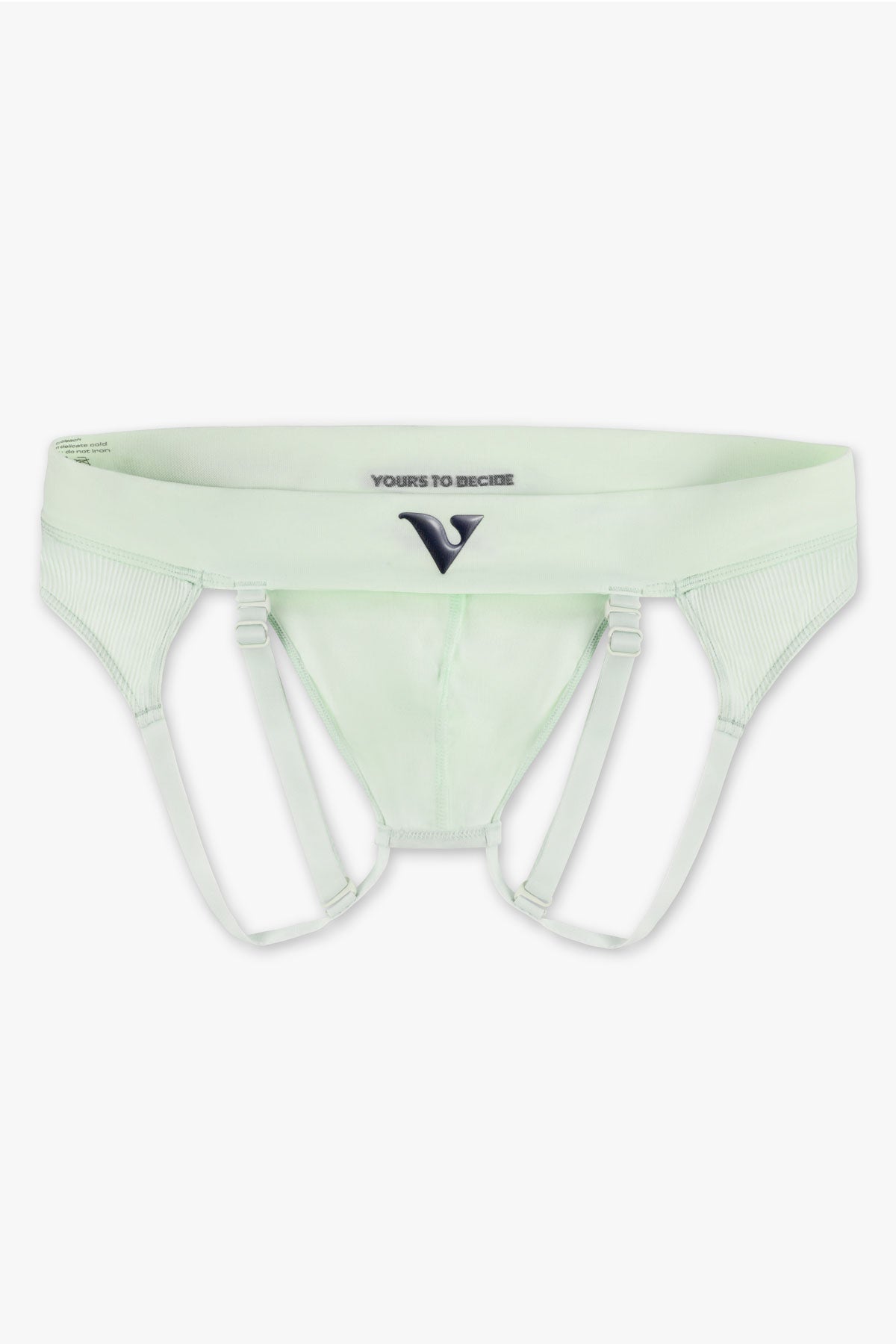 Virtue Genderless Strap Brief Jockstrap Pouch Fit Rib Knit Mint Color Back View