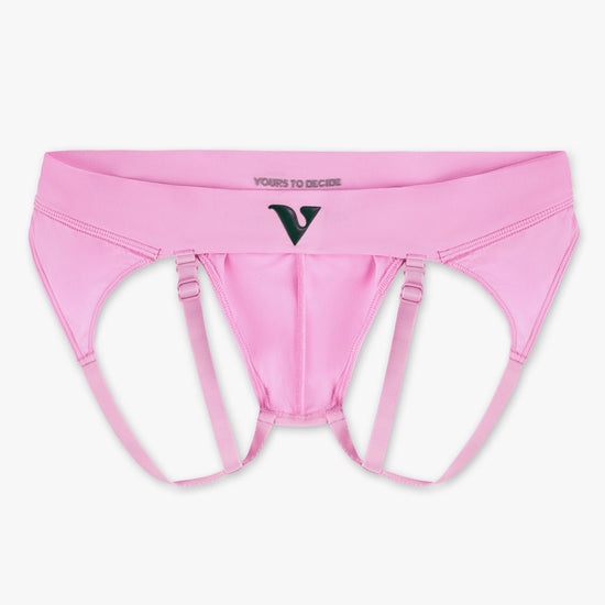 Virtue Genderless Strap Brief Jockstrap Pouch Fit Sheer Knit Taffy Color Back View