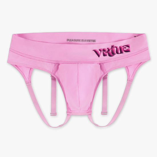 Virtue Genderless Strap Brief Jockstrap Pouch Fit Sheer Knit Taffy Color Front View