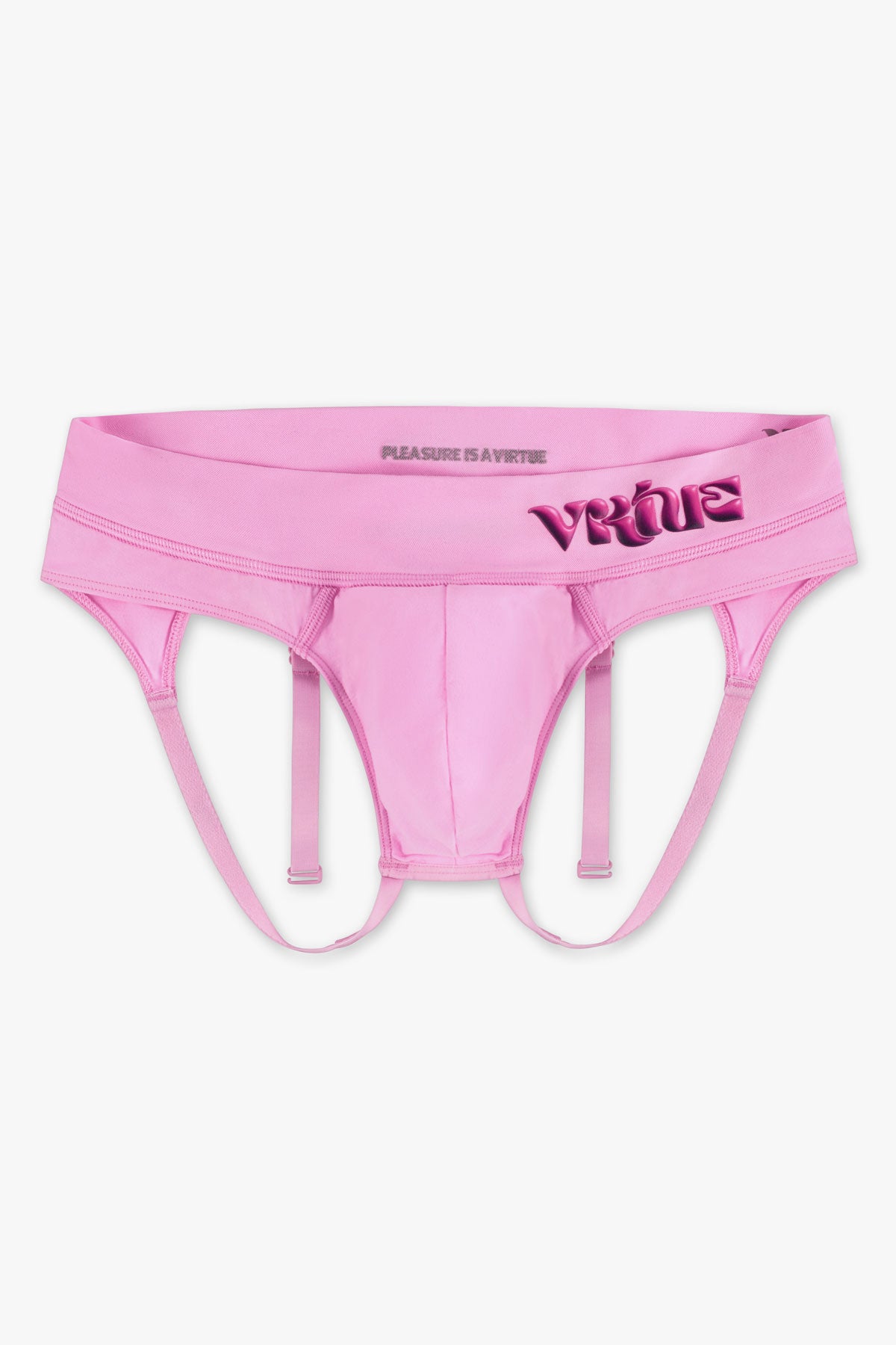 Virtue Genderless Strap Brief Jockstrap Pouch Fit Sheer Knit Taffy Color Front View