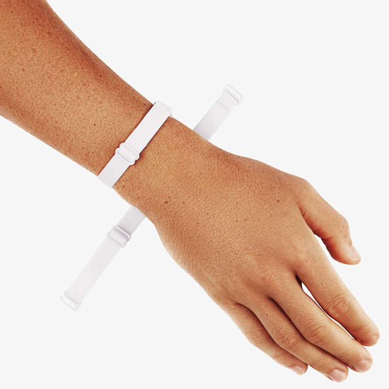 White removable V-Strap styled as a wrist cuff — Color: White