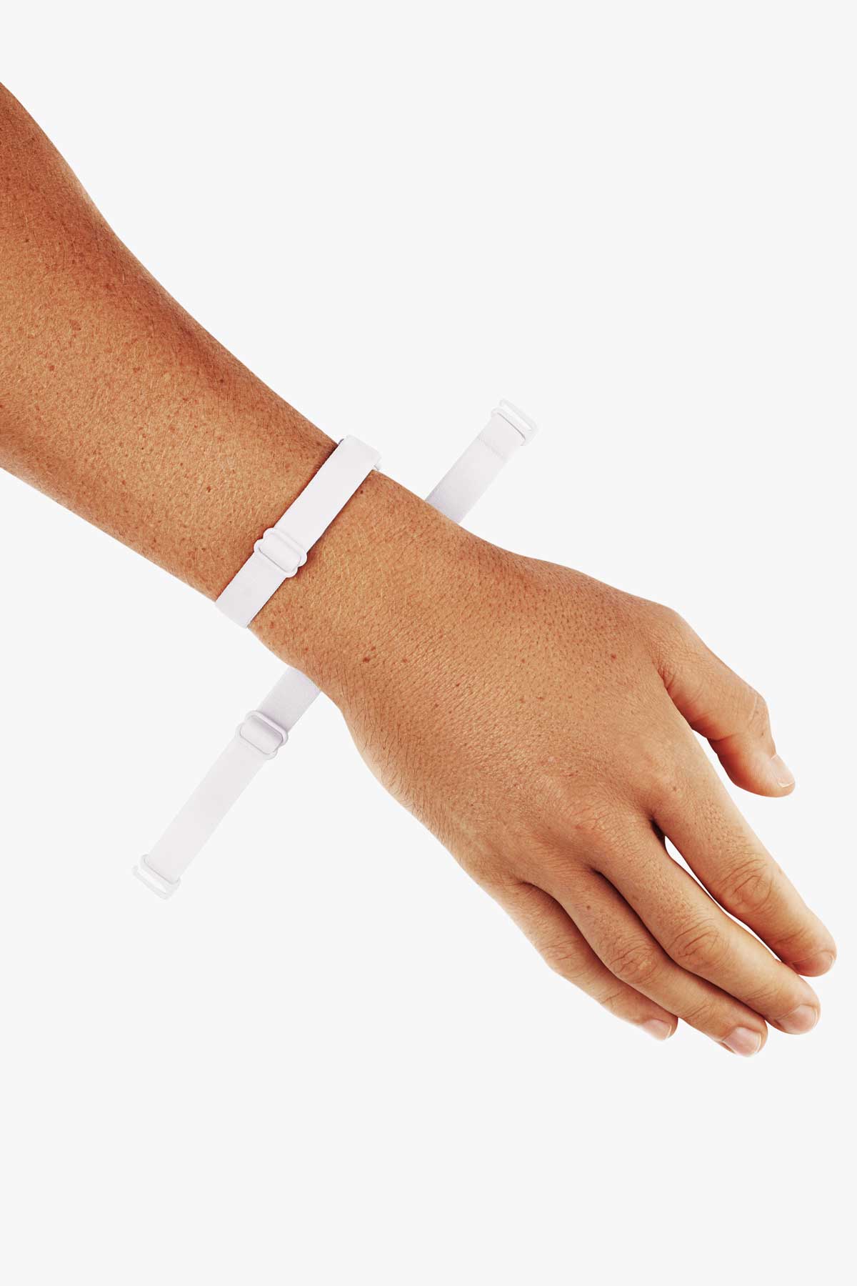 White removable V-Strap styled as a wrist cuff — Color: White